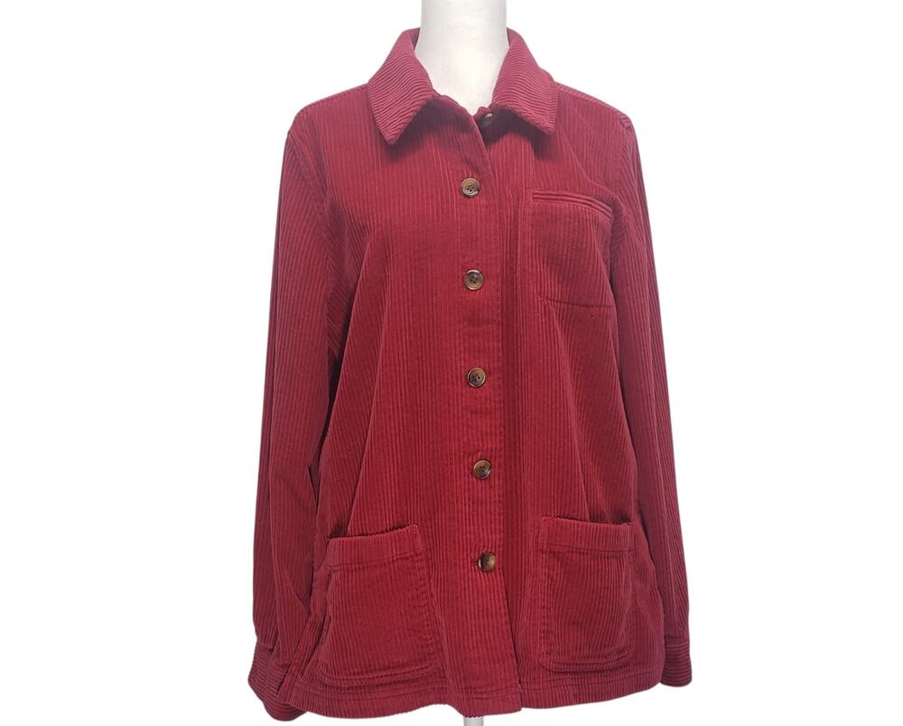 Appleseeds M Burgundy Corduroy Shacket Jacket Vintage Y2K Granola Girl Cabincore